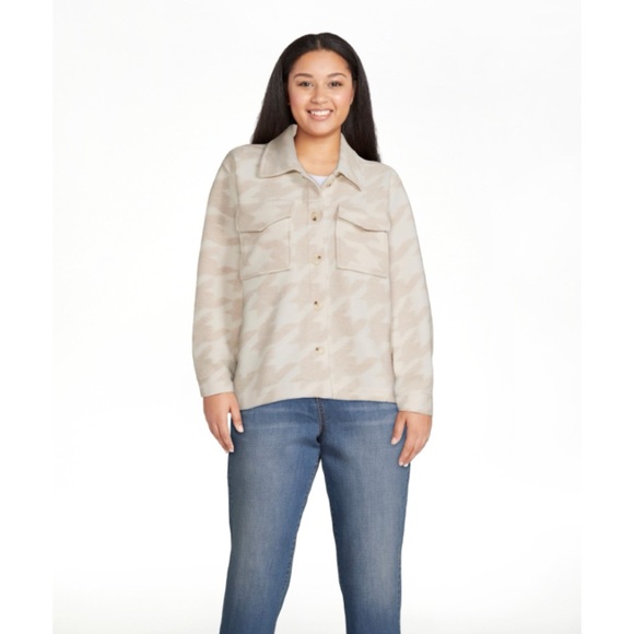 🆕 Time and Tru Brushed Fleece Shacket L Large 12 14 NWT New! Herringbone Jacket - Picture 3 of 5